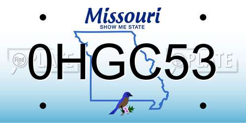 0HGC53 Missouri License Plate