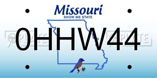 0HHW44 Missouri License Plate