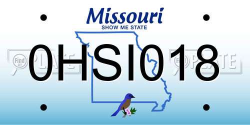 0HSI018 Missouri License Plate