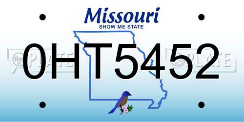 0HT5452 Missouri License Plate