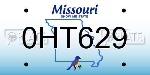 0HT629 Missouri License Plate