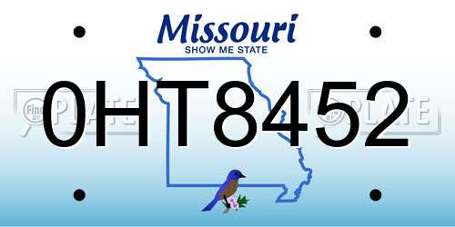 0HT8452 Missouri License Plate