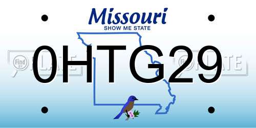 0HTG29 Missouri License Plate