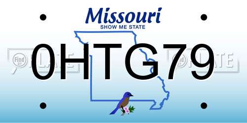 0HTG79 Missouri License Plate