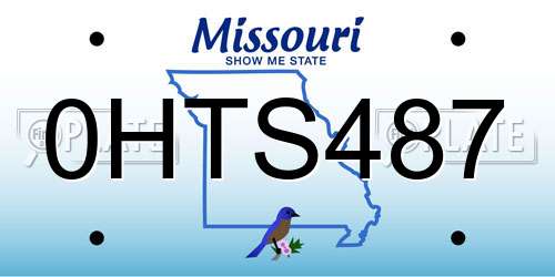 0HTS487 Missouri License Plate