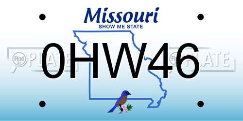 0HW46 Missouri License Plate