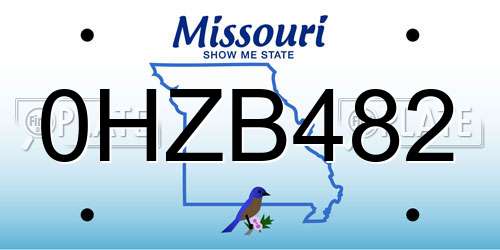 0HZB482 Missouri License Plate