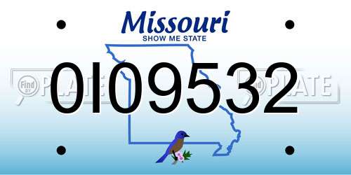 0I09532 Missouri License Plate