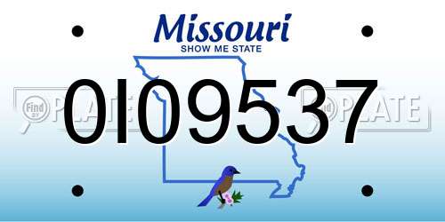 0I09537 Missouri License Plate