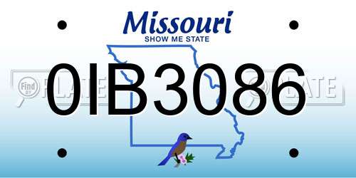 0IB3086 Missouri License Plate