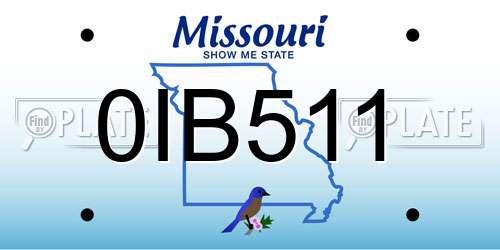 0IB511 Missouri License Plate