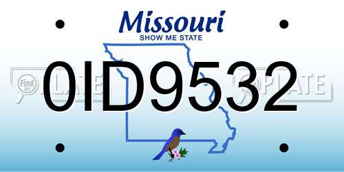 0ID9532 Missouri License Plate