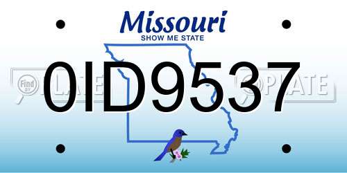 0ID9537 Missouri License Plate