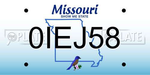 0IEJ58 Missouri License Plate
