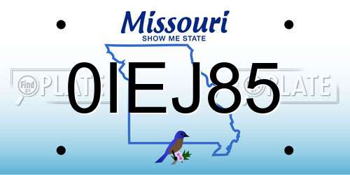 0IEJ85 Missouri License Plate