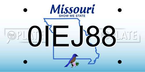 0IEJ88 Missouri License Plate