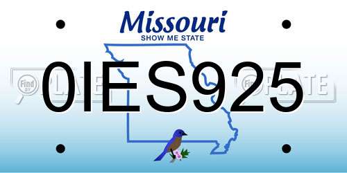 0IES925 Missouri License Plate