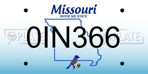 0IN366 Missouri License Plate