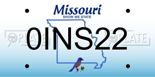 0INS22 Missouri License Plate