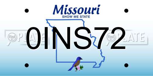 0INS72 Missouri License Plate