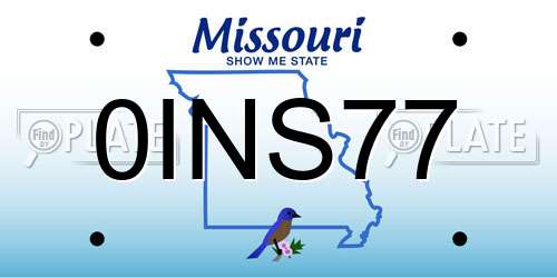 0INS77 Missouri License Plate