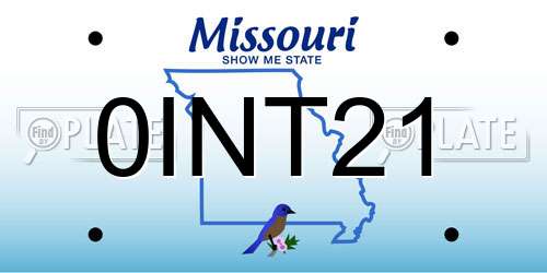 0INT21 Missouri License Plate