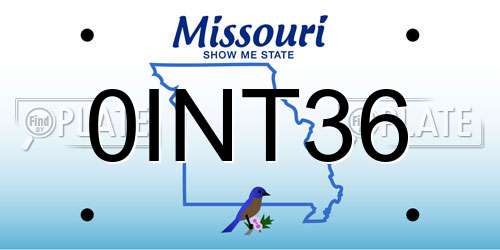 0INT36 Missouri License Plate