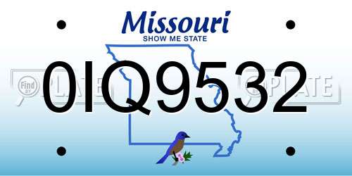 0IQ9532 Missouri License Plate