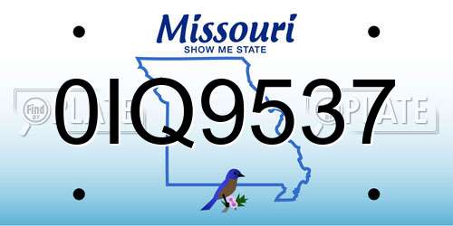0IQ9537 Missouri License Plate