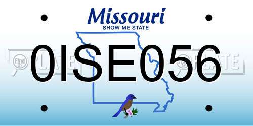 0ISE056 Missouri License Plate