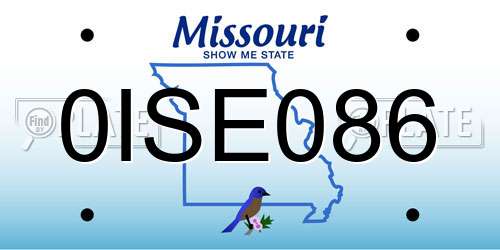 0ISE086 Missouri License Plate