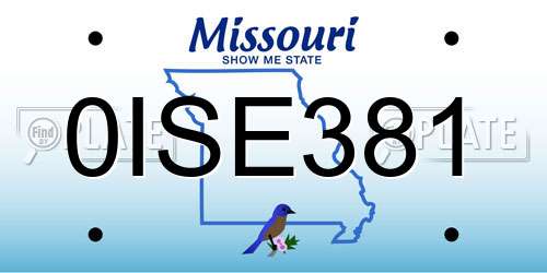 0ISE381 Missouri License Plate