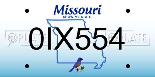 0IX554 Missouri License Plate