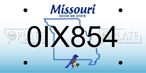 0IX854 Missouri License Plate