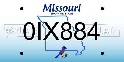 0IX884 Missouri License Plate