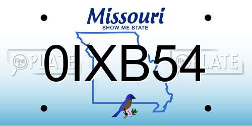 0IXB54 Missouri License Plate