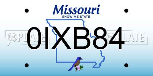 0IXB84 Missouri License Plate