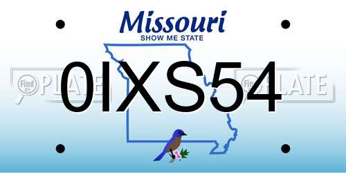 0IXS54 Missouri License Plate