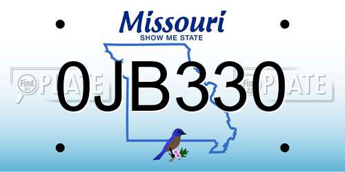 0JB330 Missouri License Plate