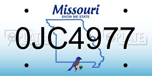 0JC4977 Missouri License Plate