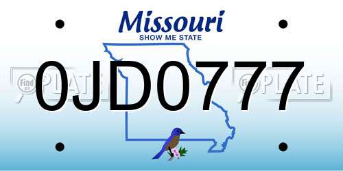 0JD0777 Missouri License Plate