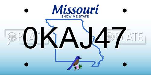 0KAJ47 Missouri License Plate