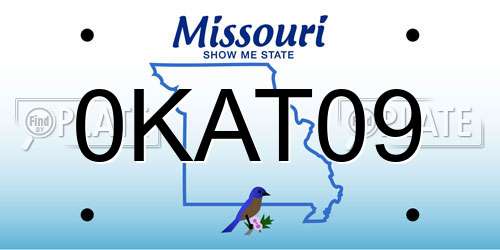 0KAT09 Missouri License Plate