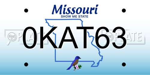 0KAT63 Missouri License Plate