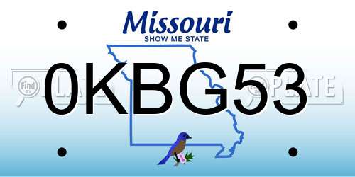 0KBG53 Missouri License Plate