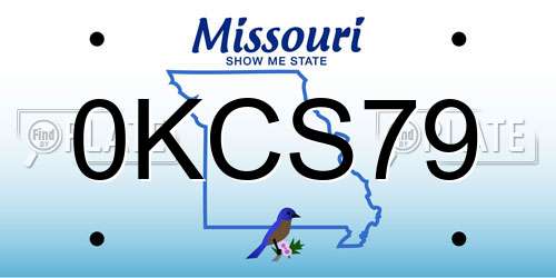 0KCS79 Missouri License Plate