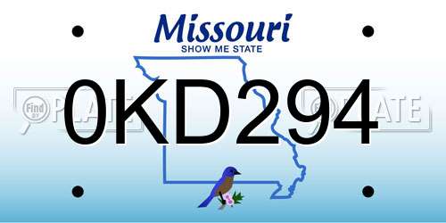 0KD294 Missouri License Plate