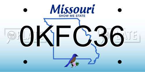 0KFC36 Missouri License Plate