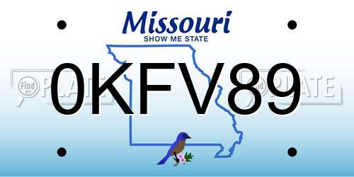 0KFV89 Missouri License Plate