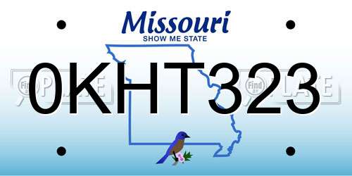0KHT323 Missouri License Plate